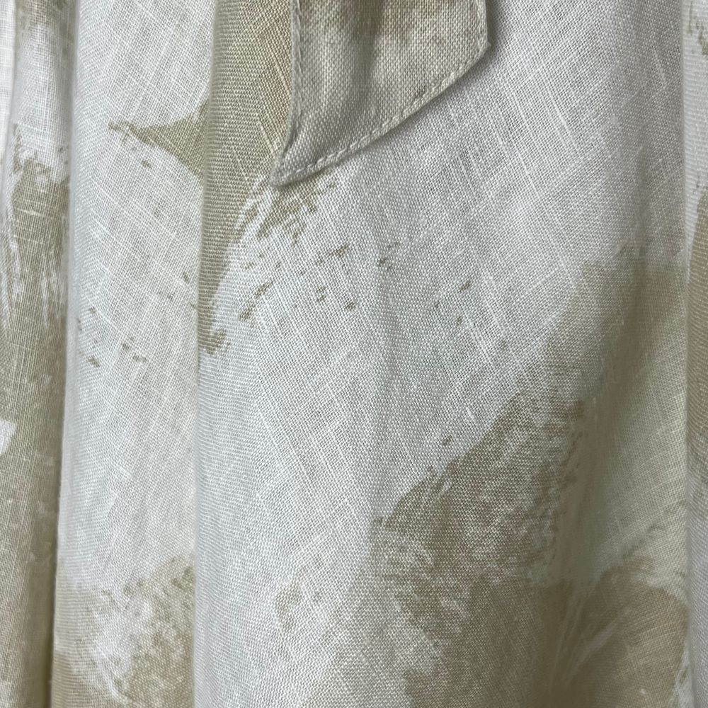 DKNY Dress Linen Tie Waist Beige White‎ Asymmetrical Hem Hidden Button Front 10 - Picture 14 of 14